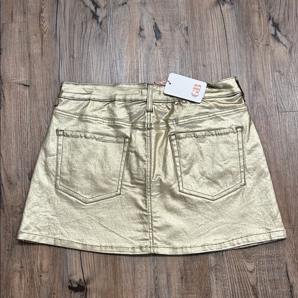 NWT- Gianni Bini Metallic Gold Mini Skirt - Picture 4 of 6